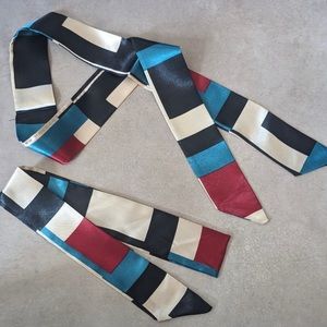 Multi-Colored Block Patterned Handbag Scarves- Set of 2